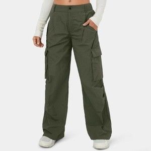 Halara Wide Leg Casual Cargo Pants Green